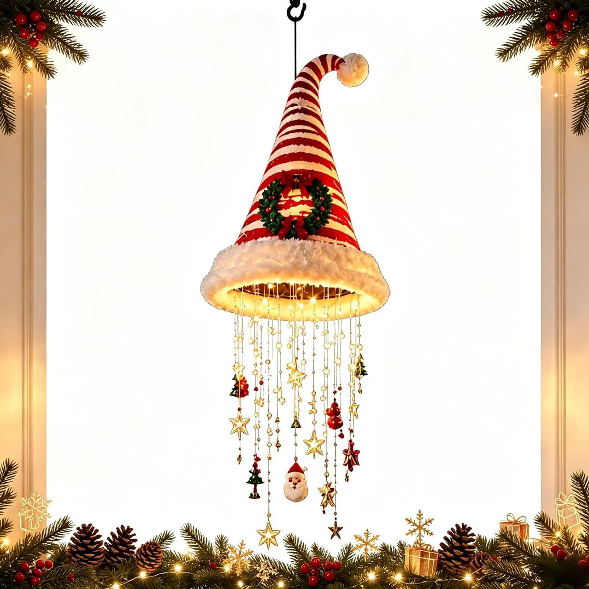Christmas Hat Hanging Light with Decorations