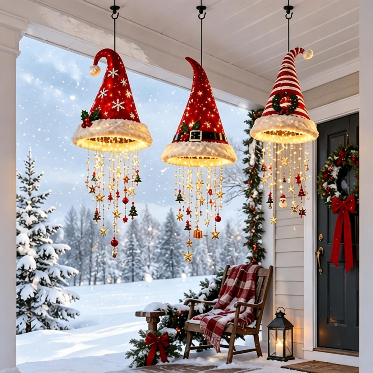Christmas Hat Hanging Light with Decorations